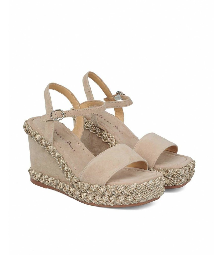 High Wedges | Alma En Pena Wedge Sandal Rhinestone Details