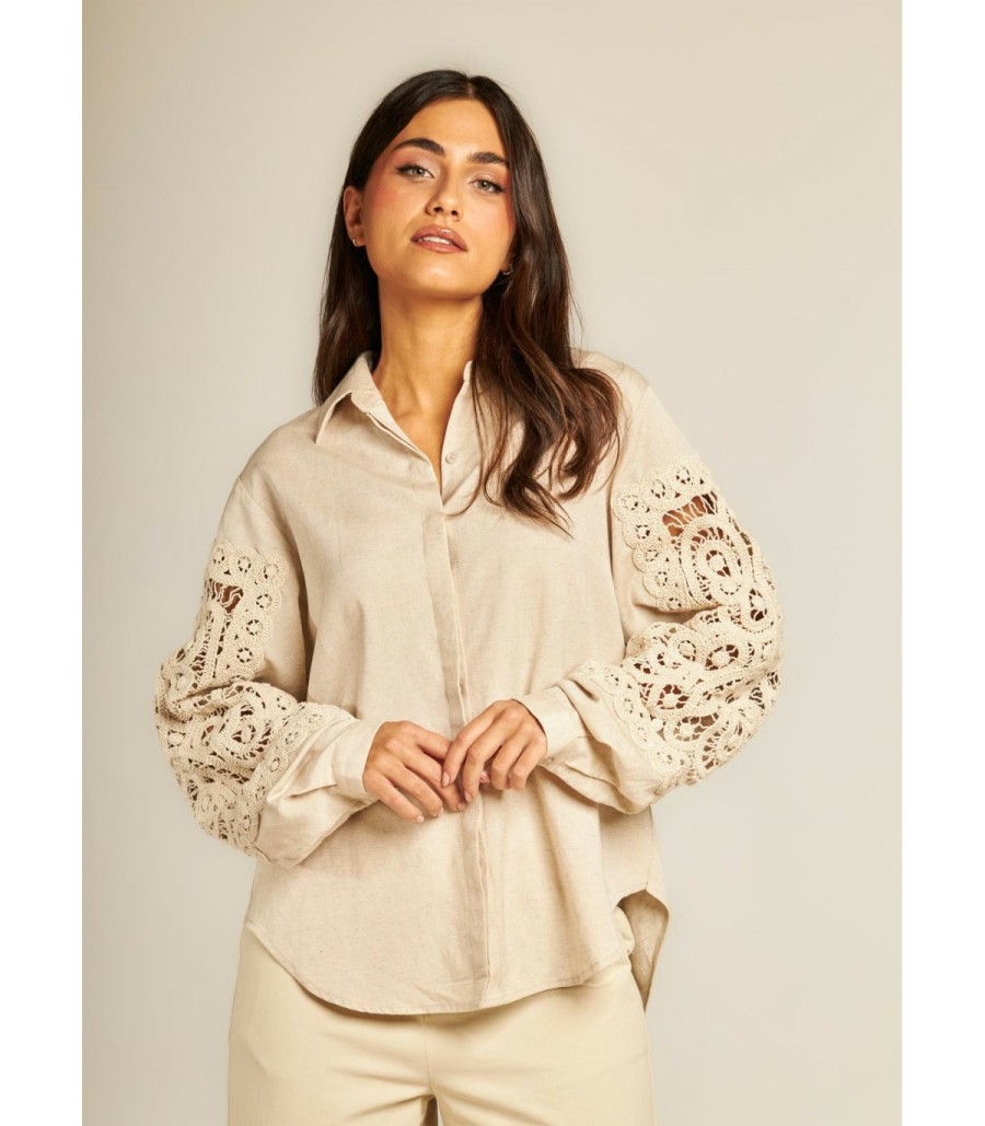 Shirt | Alma En Pena Openwork Sleeve Shirt