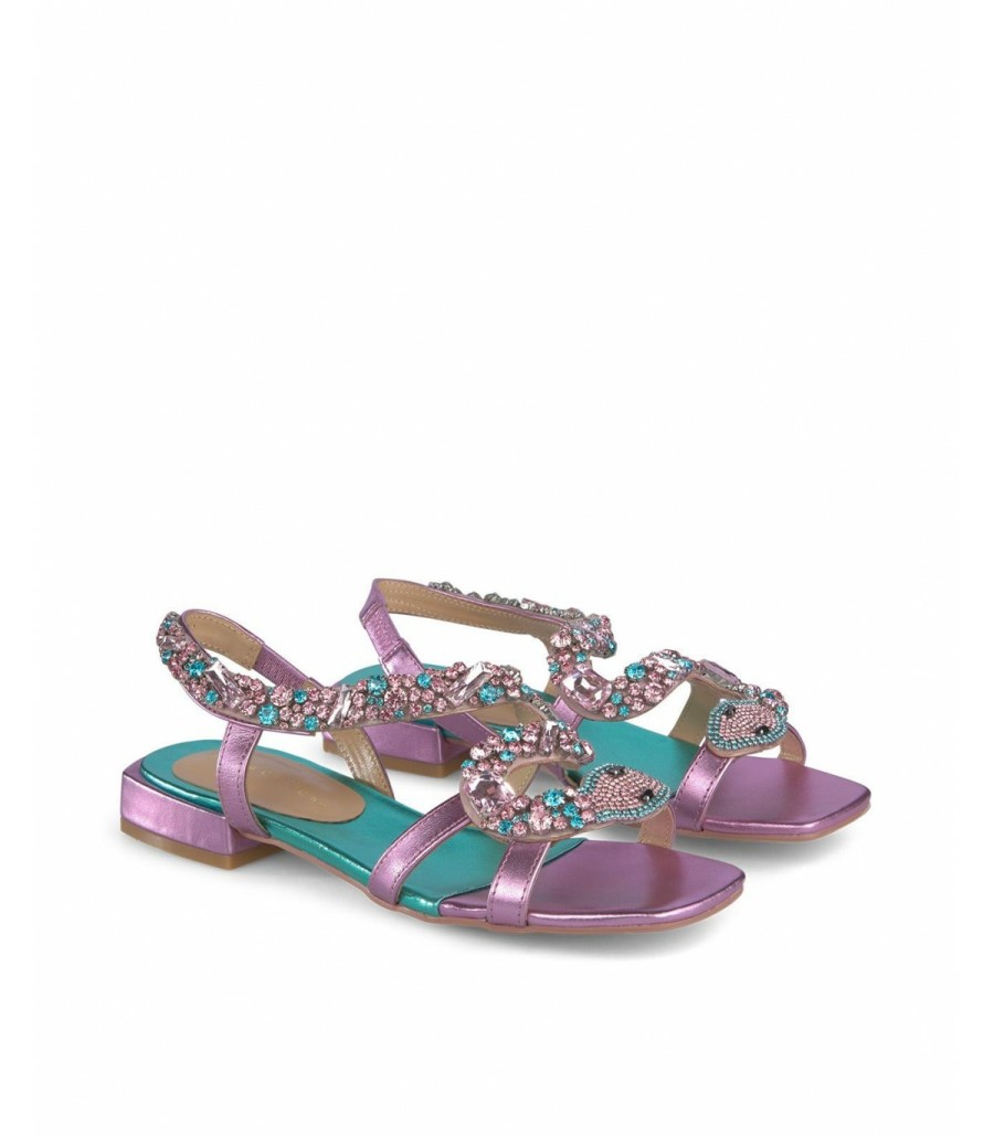 Flat Sandals | Alma En Pena Flat Sandal Snake Rhinestones