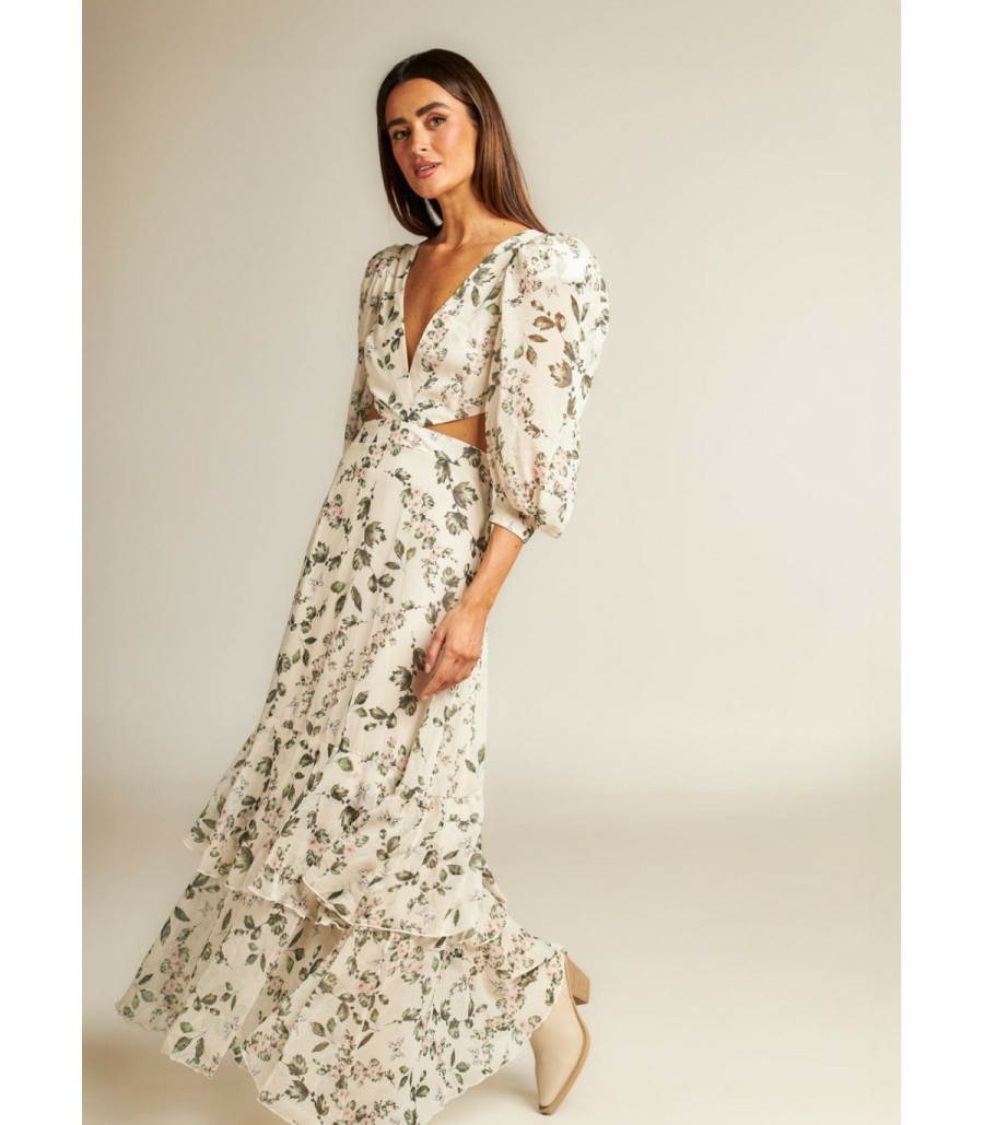 Long Dresses | Alma En Pena Long Floral Cutout Dress