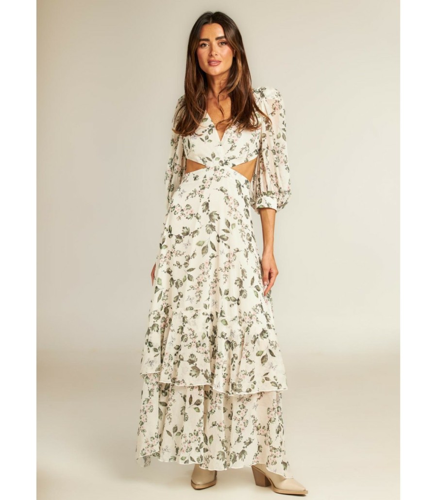 Long Dresses | Alma En Pena Long Floral Cutout Dress