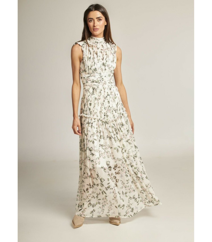 Long Dresses | Alma En Pena Long Floral Ruffled Dress