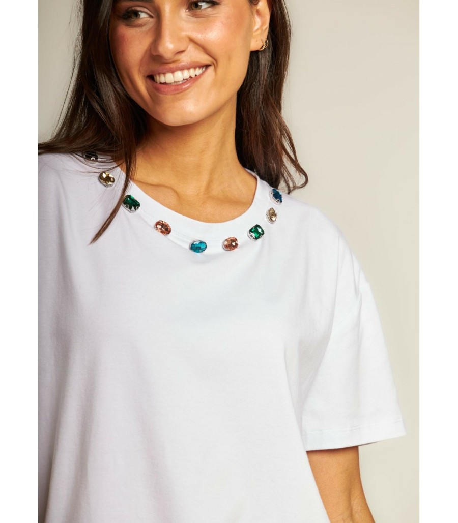 Shirt | Alma En Pena T-Shirt With Rhinestones Collar