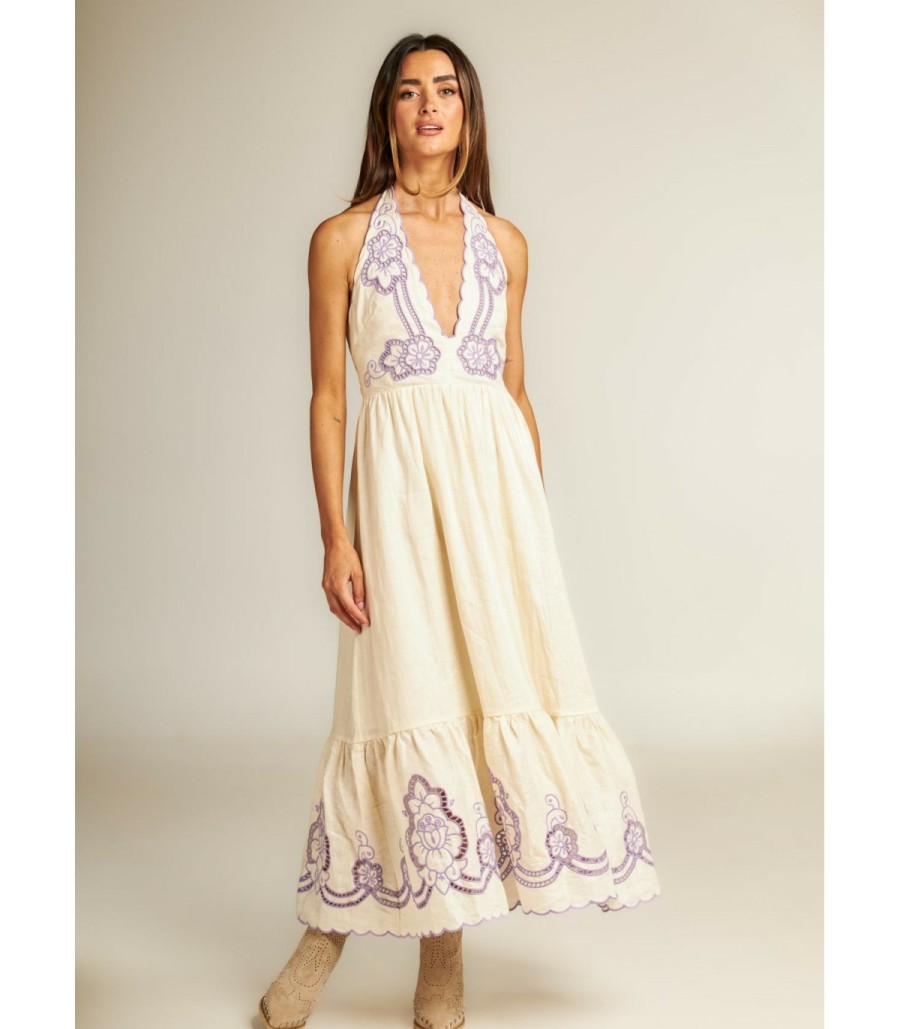 Long Dresses | Alma En Pena Embroidered Midi Dress