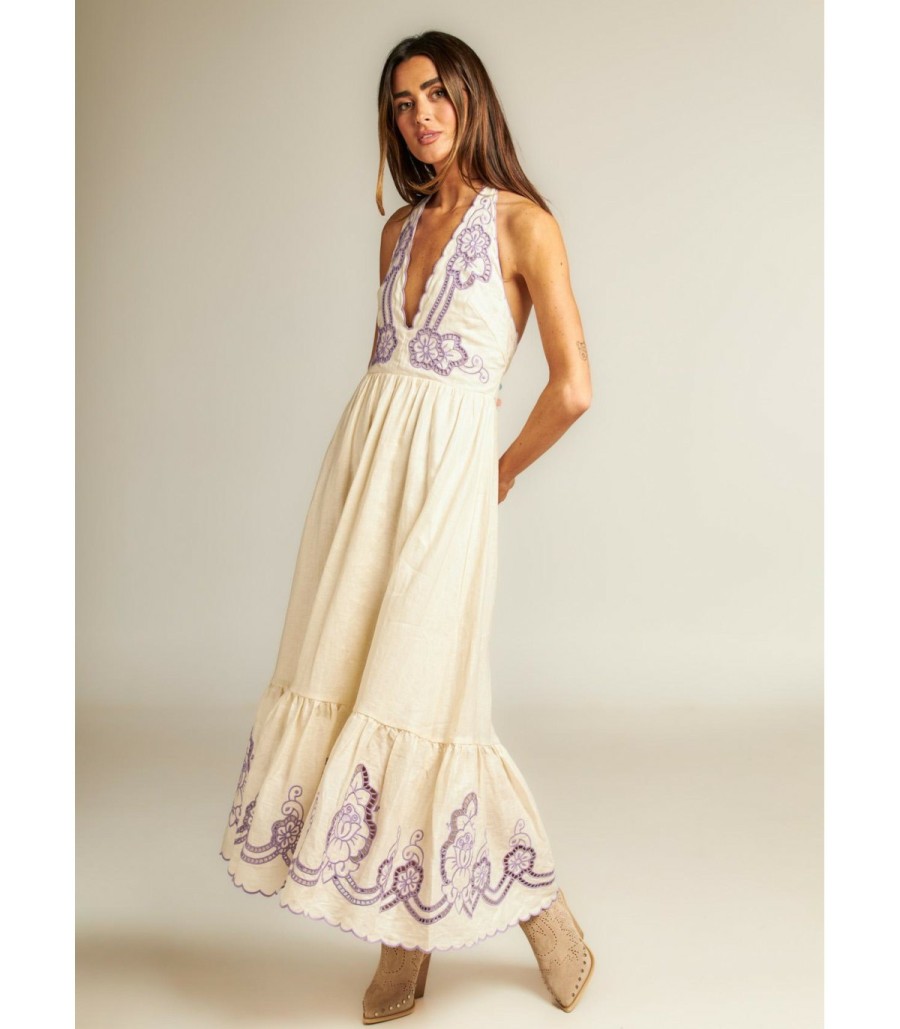 Long Dresses | Alma En Pena Embroidered Midi Dress