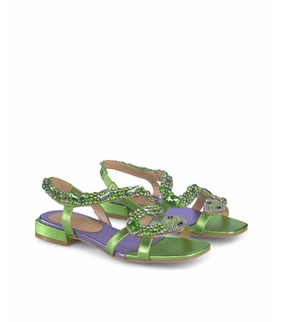 Flat Sandals | Alma En Pena Flat Sandal Snake Rhinestones