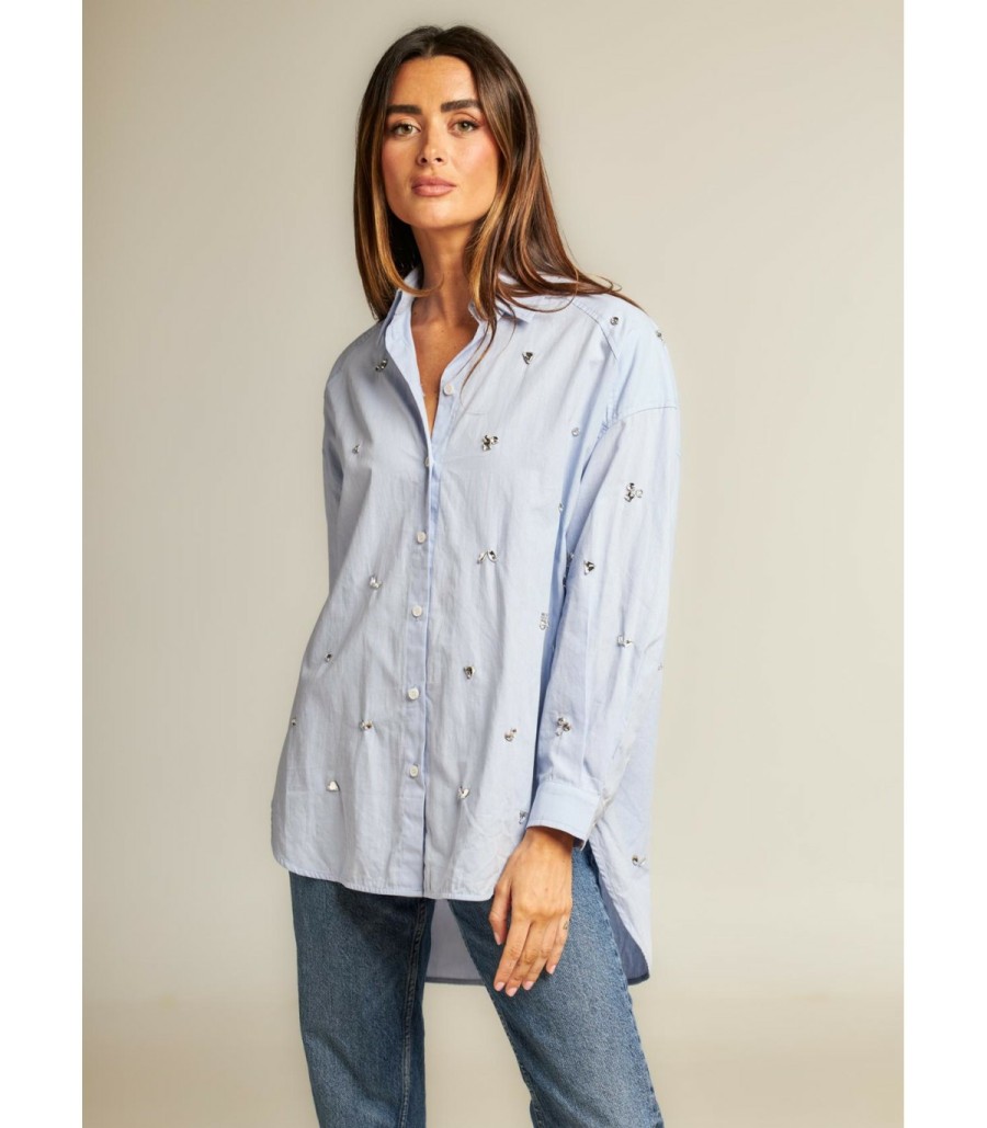 Shirt | Alma En Pena Poplin Shirt With Rhinestones