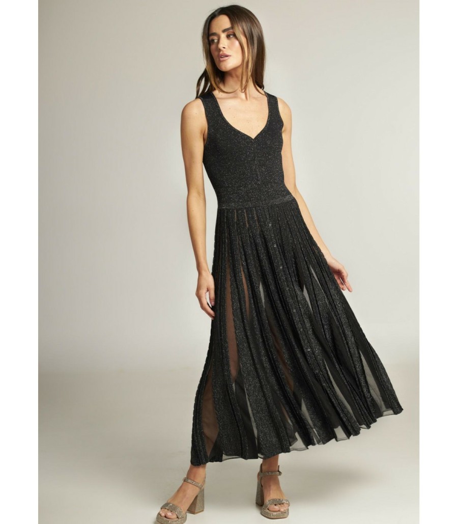 Long Dresses | Alma En Pena Long Metallic Thread Dress