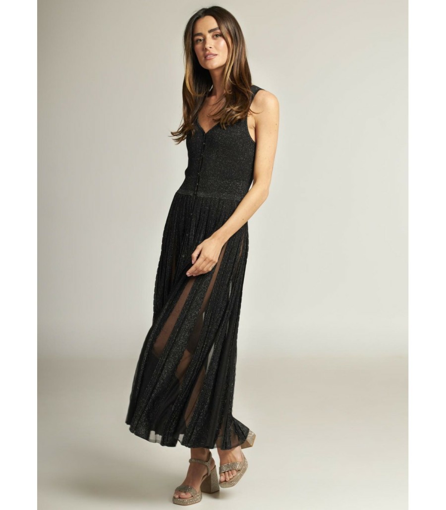 Long Dresses | Alma En Pena Long Metallic Thread Dress