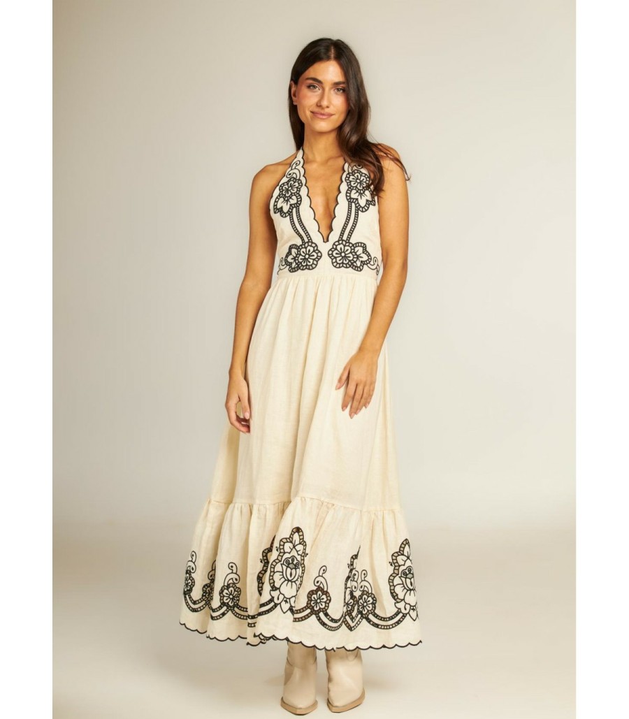 Long Dresses | Alma En Pena Embroidered Midi Dress