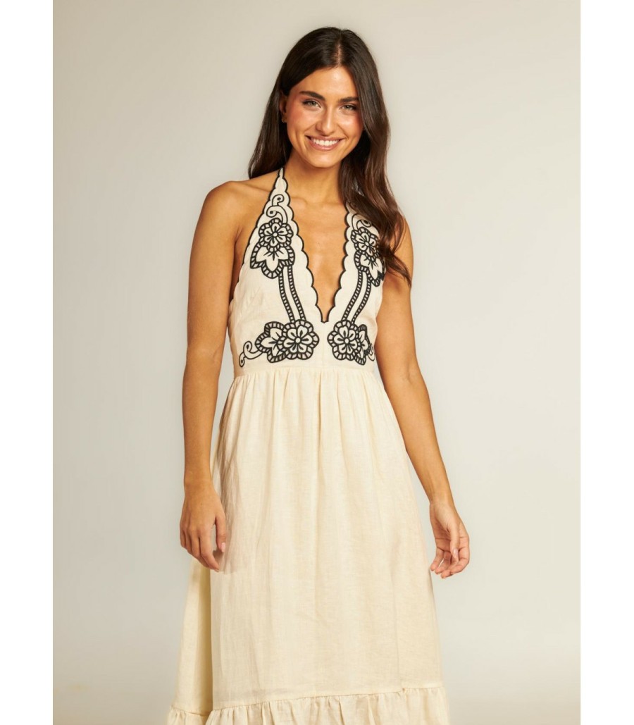 Long Dresses | Alma En Pena Embroidered Midi Dress