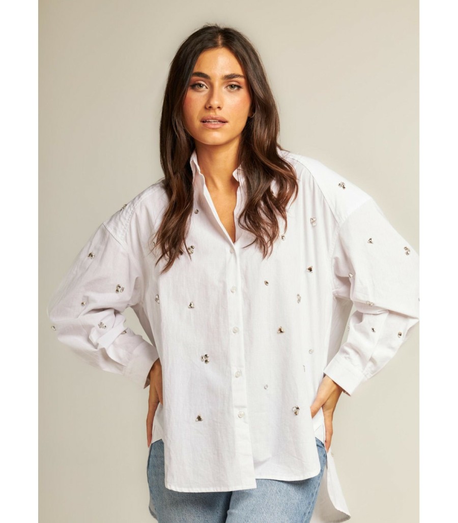 Shirt | Alma En Pena Poplin Shirt With Rhinestones