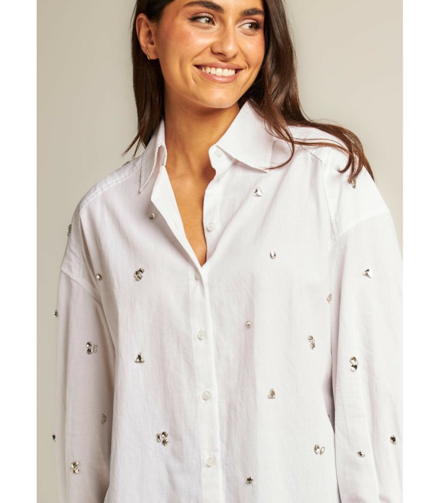 Shirt | Alma En Pena Poplin Shirt With Rhinestones