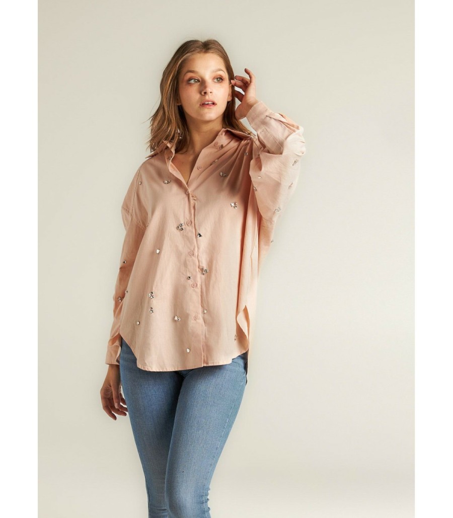 Shirt | Alma En Pena Poplin Shirt With Rhinestones